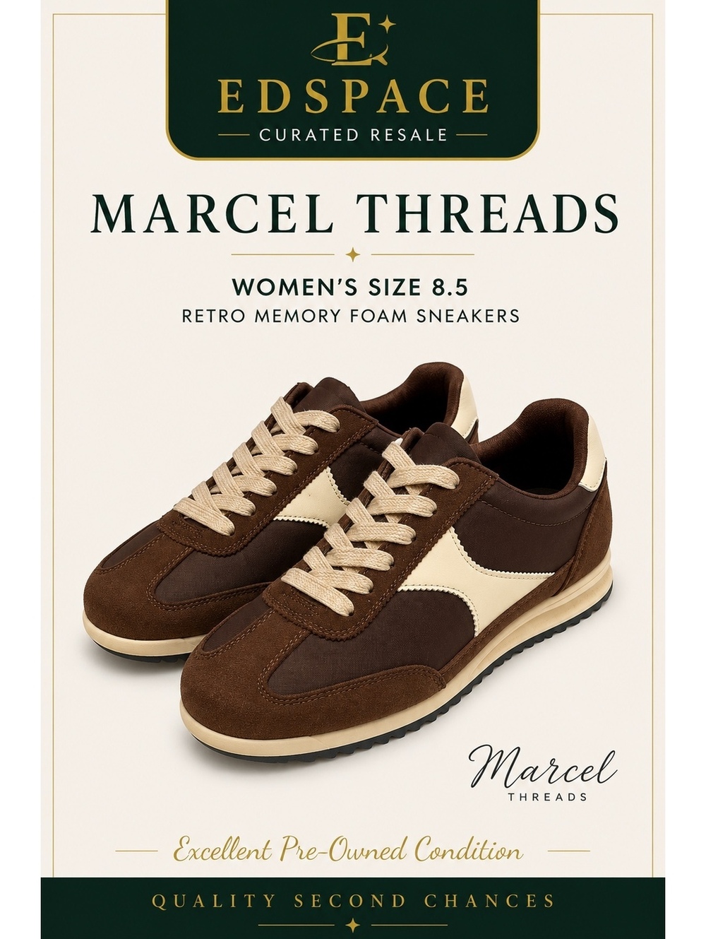Marcel Threads Women's Retro Sneakers Size 8.5 Brown Casual Shoes